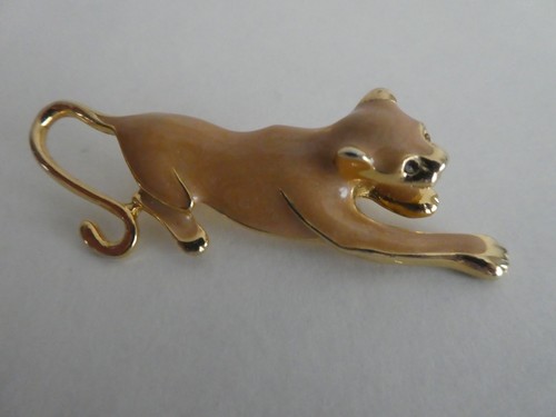 Modern big cat enamel brooch - enamel,