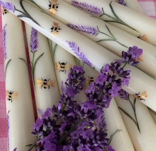 Hand painted candles 30cms - hand,