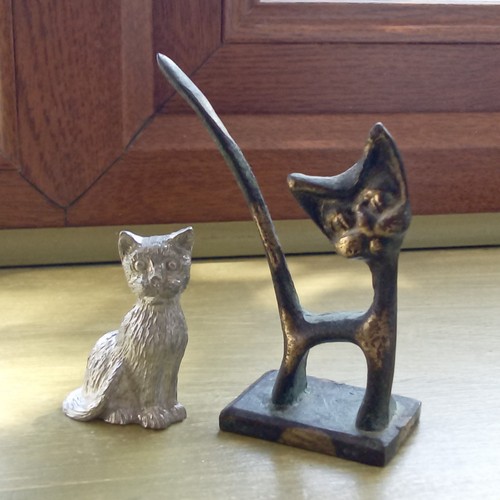 Two cat figures silver plate - silver,