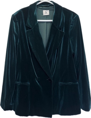 Green velvet velour blazer - tu,