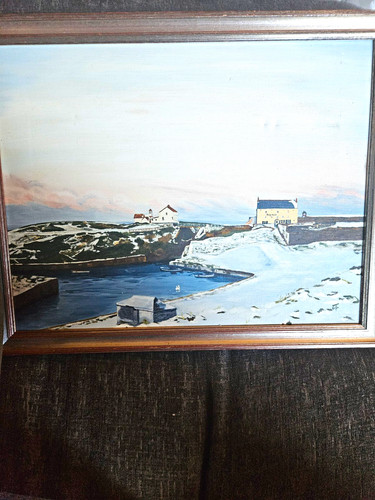 Original framed harbour oil - framed,