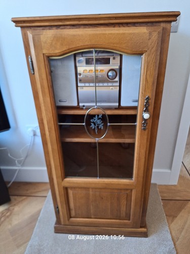 Dark oak tall cabinet - oak,