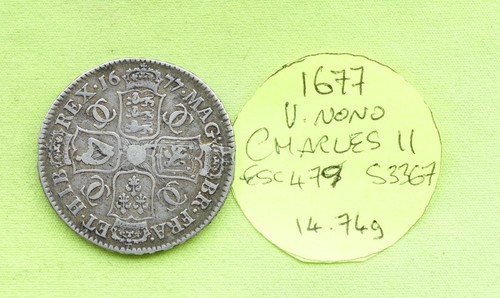 1677 silver half crown - uk,