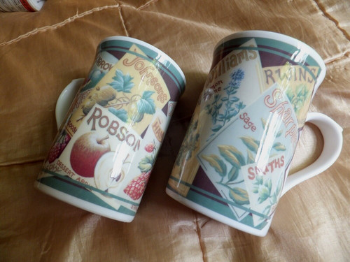 Pair china mugs vintage seed - pair,