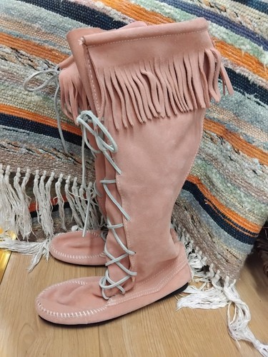 Minnetonka leather pink knee - leather,