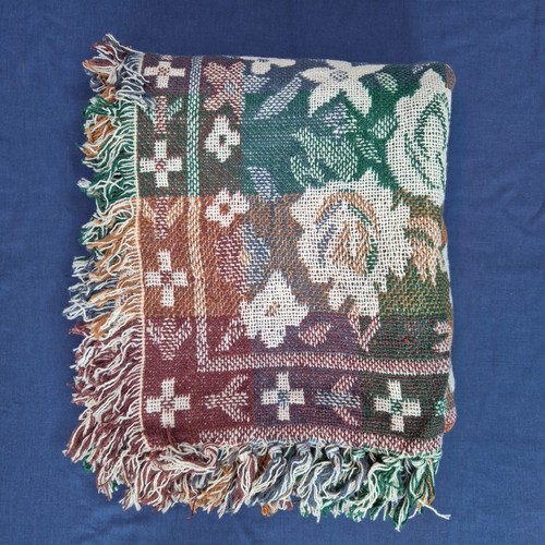 Vintage cotton throw - cotton, fringed