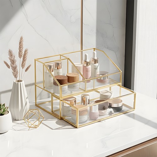 Gold frame glass - glass, makeup