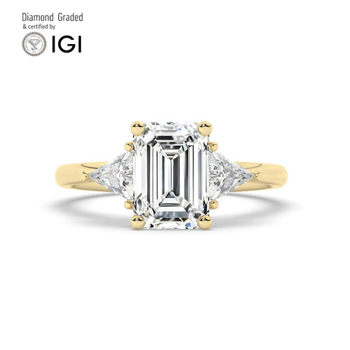 Emerald diamond trilogy ring - diamond,