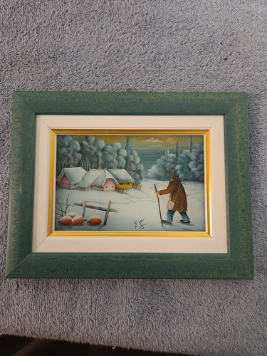 Oil glass croatian naive - oil, on