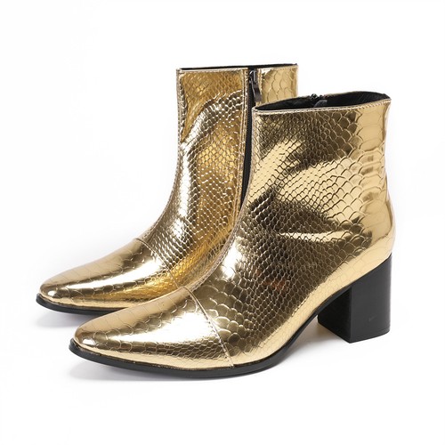 Mens block heel snakeskin - block,