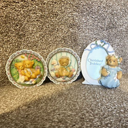 Cherished teddies 3pc resin - teddies,