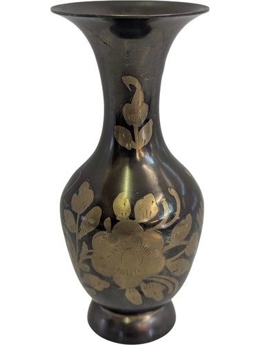 Vintage brass vase flower - brass,