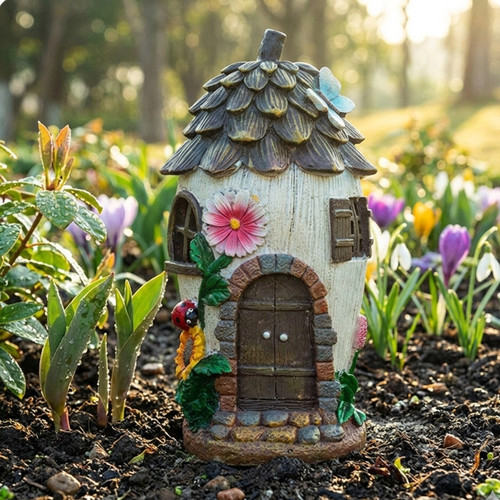 Solar toadstool fairy house - solar,