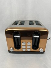 White & Rose Gold 4 Slices Toaster with Defrost, Reheat and Cancel Button