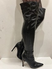 River Island Sexy Thigh High Pointed Toe Boots Black UK4 EU37