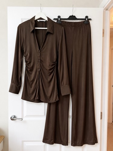 Zara brown satin - set, xs