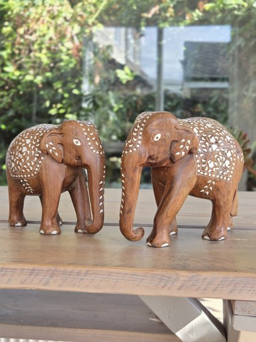 Pair vintage hand carved - pair,