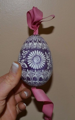 Vintage tall empty eggshell - vintage, 4"