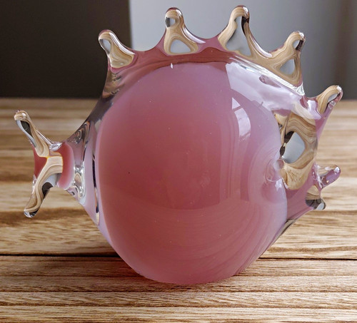 Vintage pink glass puffer - vintage,