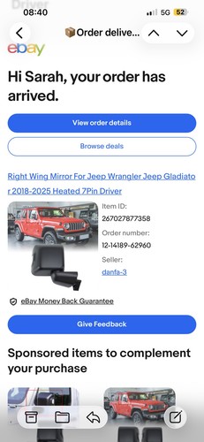 Right wing mirror for jeep - wing,