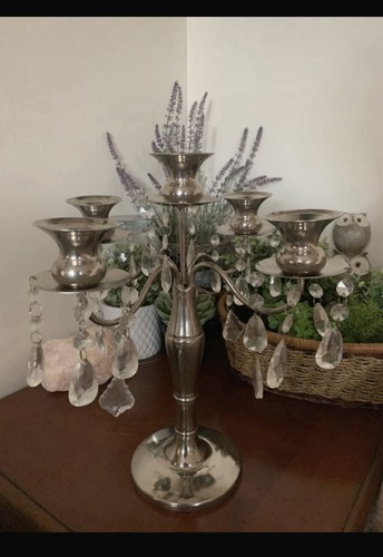Silver tone candelabra - tone, candelabra.