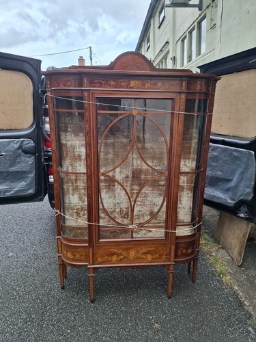 Early victorian inlaid vitrine - victorian,