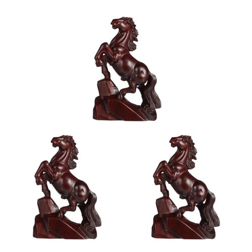 3pcs dark brown wooden horse - dark,