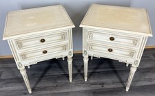 Pair of Bedside Tables Vintage Shabby Chic Louis Nightstands Cabinets LOT 4340