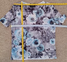 PARAMOUR Womens Floral Peony Top T-Shirt with Bids Stones, Size S