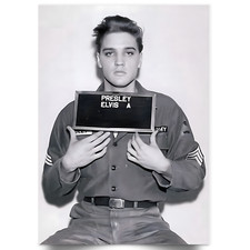 Elvis Presley Vintage Wall Art USA Army Mug Shot 1960 Print Poster Picture A5-A3
