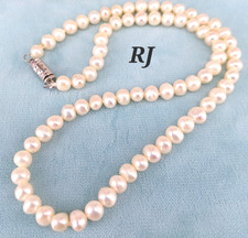 VINTAGE CULTURED PEARL NECKLACE BARREL CLASP CHOKER 16"