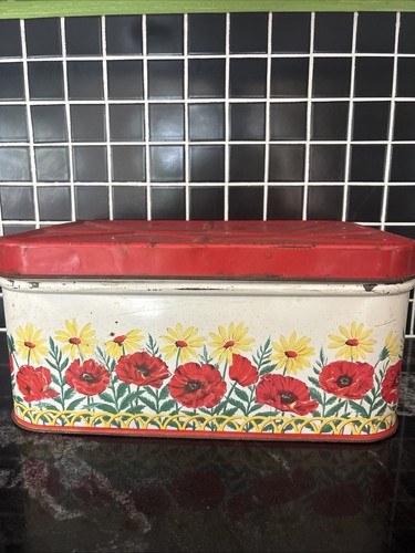 Vintage metal breadbox with - vintage,