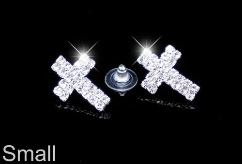 Cross earrings double line - cross,