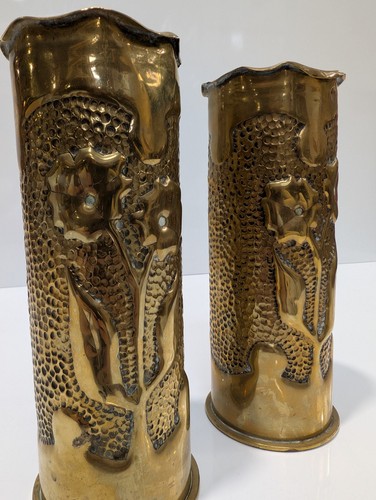 Pair ww1 brass trench art - pair,