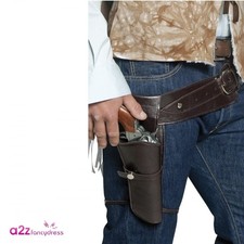 Adult Cowboy Authentic Western Wandering Gunman Brown Belt & Holster Wild West