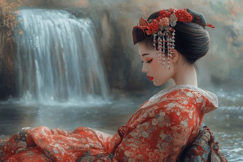Japanese geisha girl canvas - geisha,