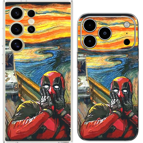 Funny scream painting red mask - painting,