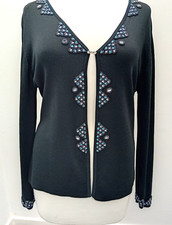 STEPHEN Y Size M/L Women's Black Bead & Rhinestone Trimmed Evening Cardigan.