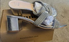 Dune Silver Sparkly Mule Block