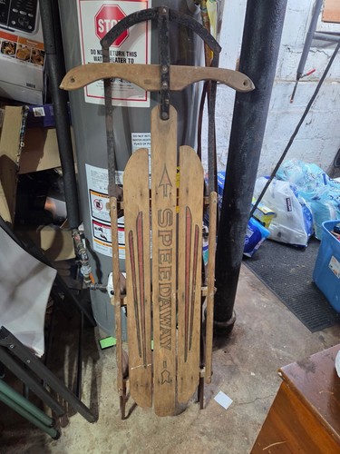 Vintage wooden sled - vintage,