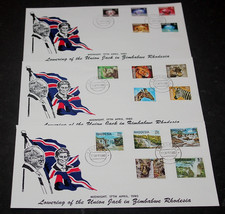 RHODESIA 1980 DEFINATIVES  SET OF 15 ISSUES ON 3 LIMITED EDITION FIRST DAY COVER