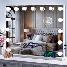 15 Bulbs Hollywood Mirror Large 58x45 Vanity Makeup Mirror w/USB LED Light Up