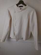 Shirin Guild Boiled Wool Short Jacket Size Small Cream Asymmetrical Button 