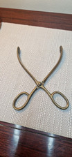 Vintage Antique Brass Tongs Fireside Tool Wood Coal Open Fire