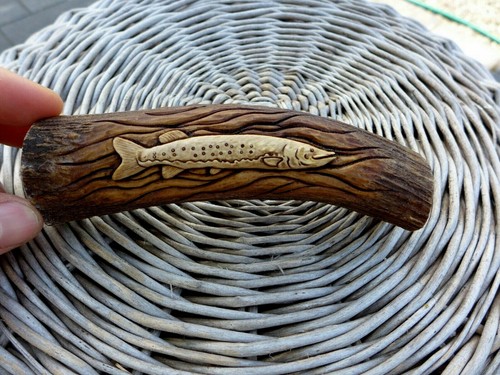 Antler handle with pike - , fish