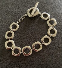 Tiffany & Co. Sterling Silver Square Cushion Toggle Clasp Bracelet