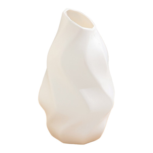 White plastic long neck vase - white,