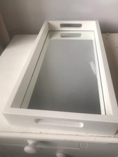 White Company Breakfast in Bed Tray - Matte White with Mirror base