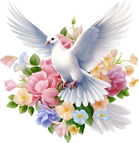 Spring floral dove wall art - floral,
