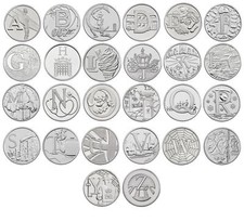 2018 2019 A-Z Alphabet 10p Ten Pence coin Angel Bond Fish Oak NHS Robin Tea Web